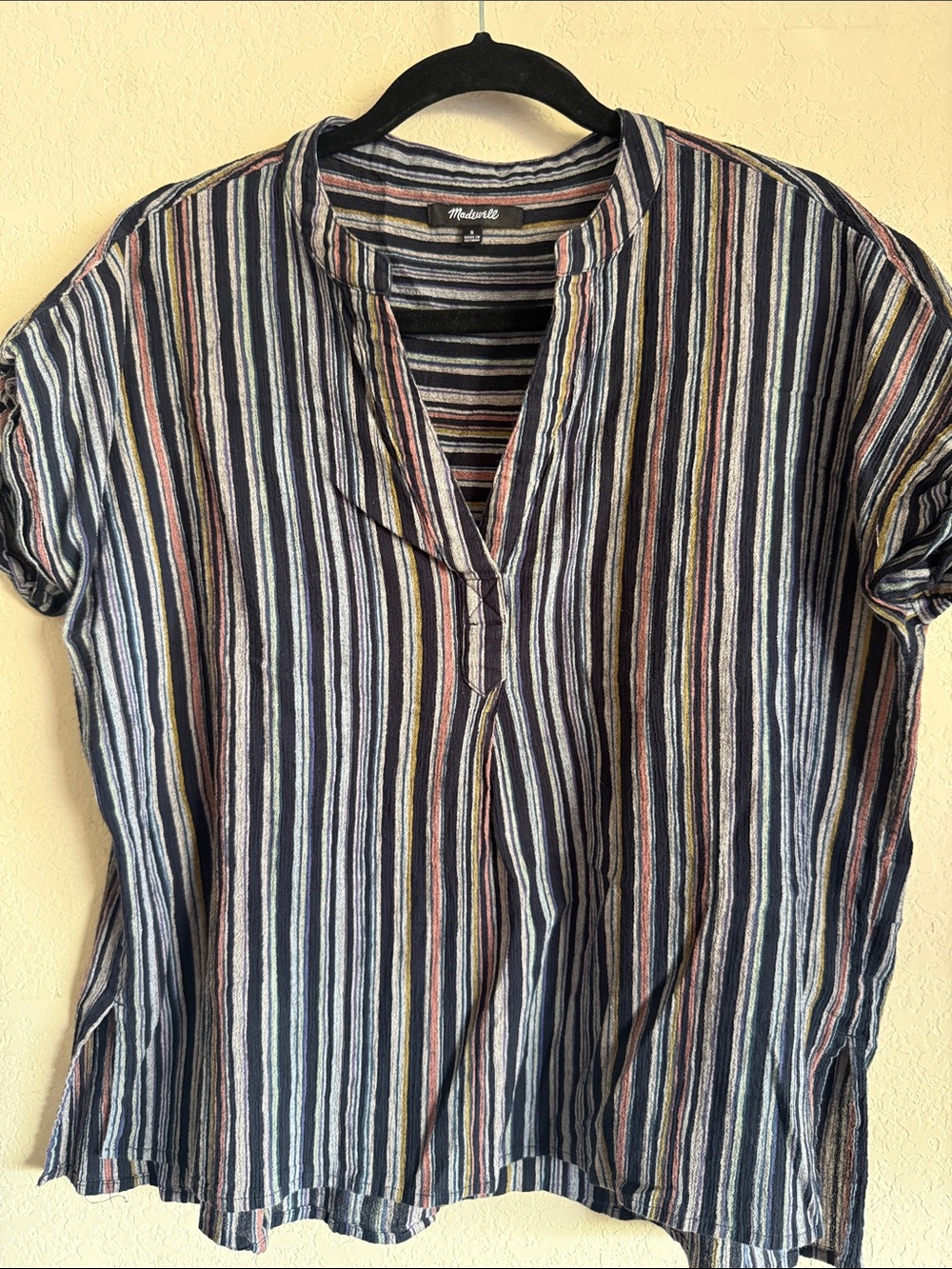 Madewell Multi-Stripe Navy Cotton Women's Top